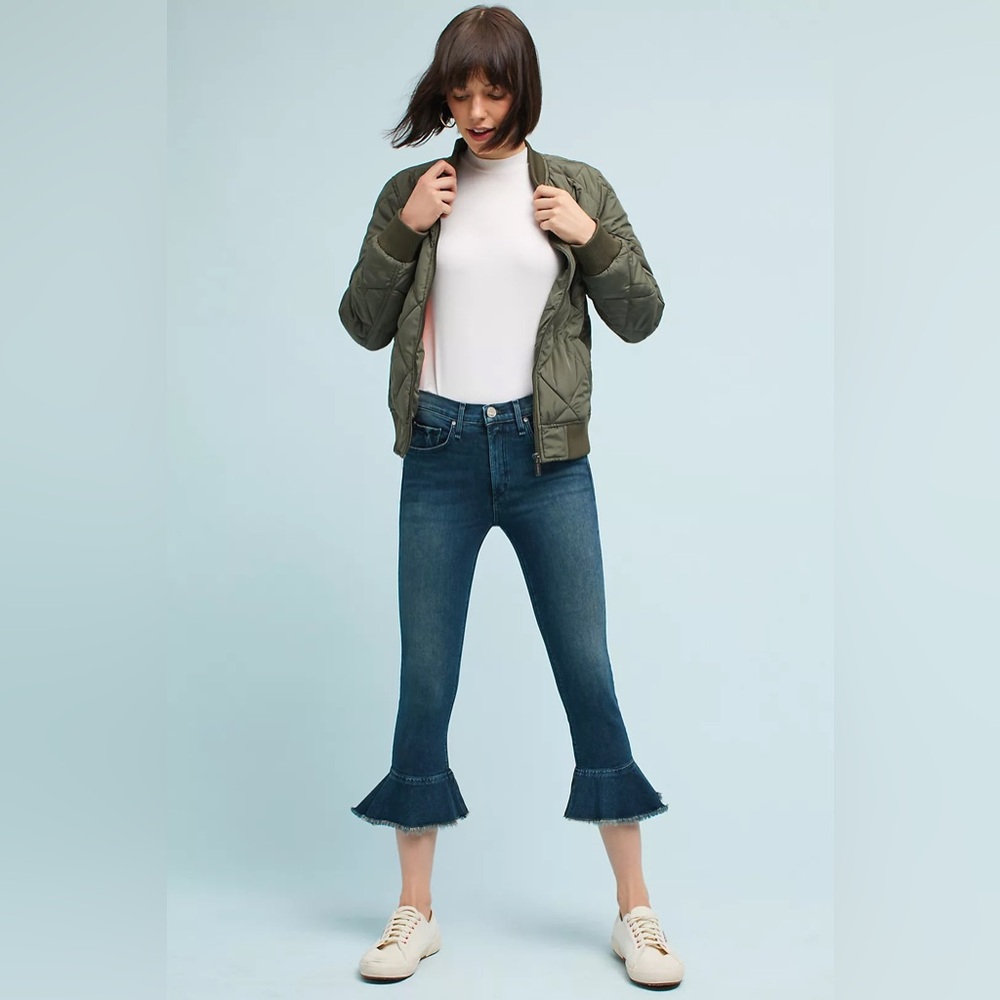 ANTHROPOLOGIE McGuire Denim Bohemia Mid-Rise Flounced Jeans Crop